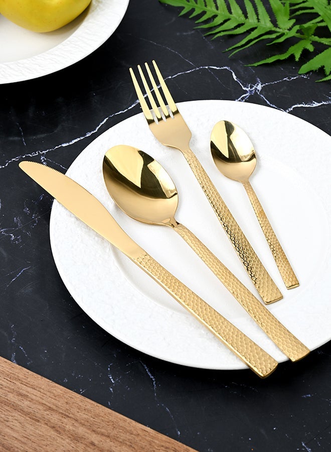 أولييرو طقم أدوات طعام متين وأنيق مكوّن من 24 قطعة لراحة استخدام ومائدة أنيقة – ذهبي - Image 1